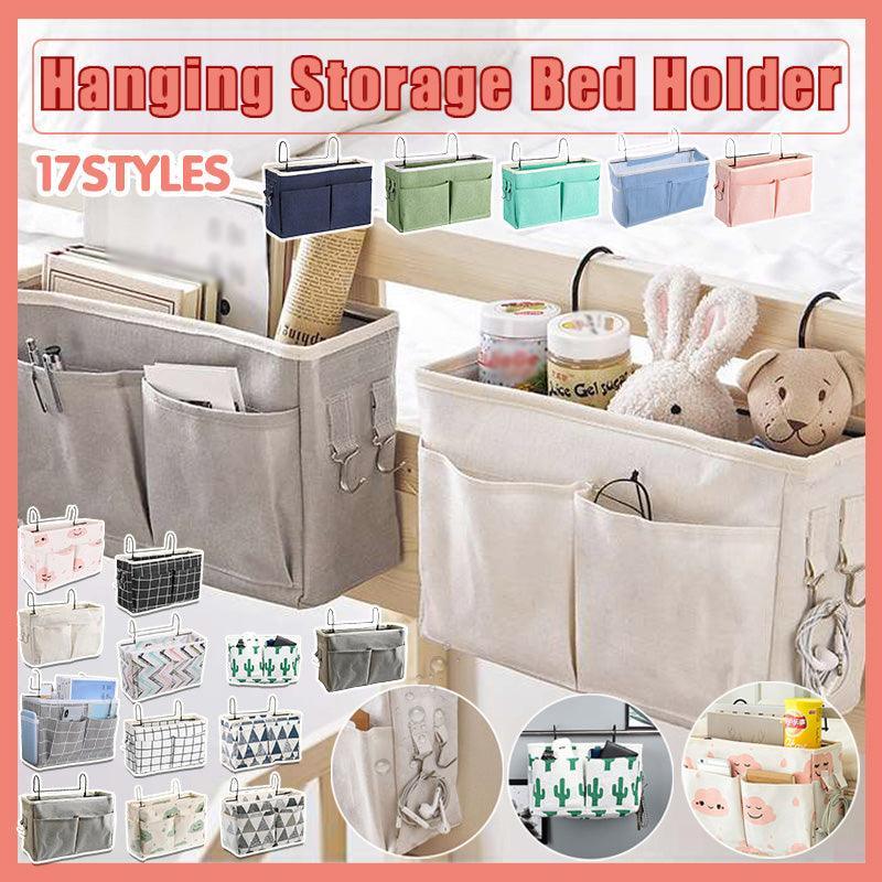 Hanging Bedside Storage Caddy with Pockets for Bunk Bed Dorm Couch Organizing - Dark Grey