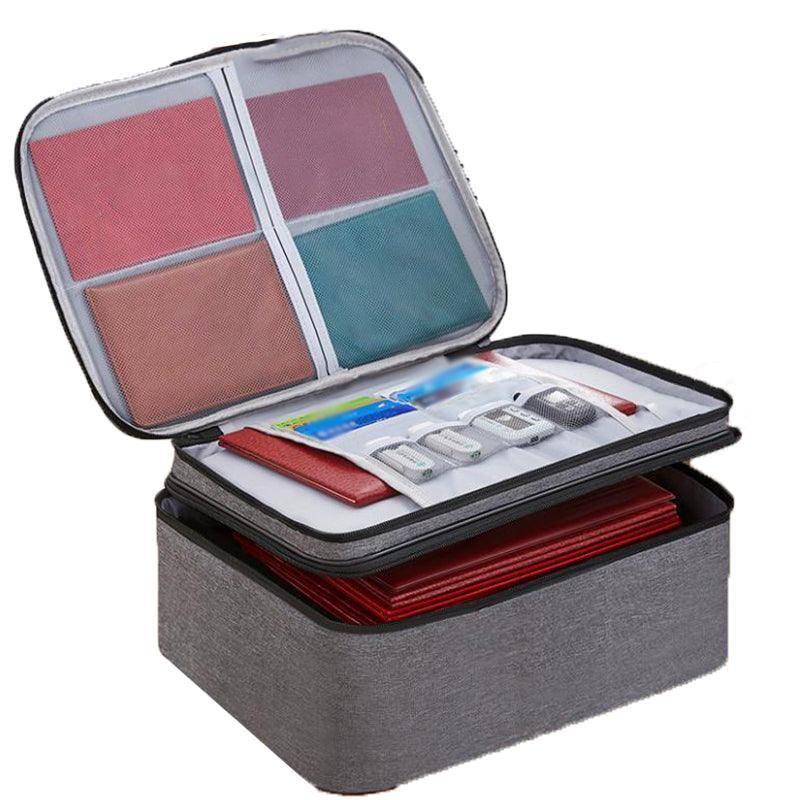 Large Capacity Document Ticket Storage Bag Certificate File Organize 3 Layers - Grey 3 Layers-U034