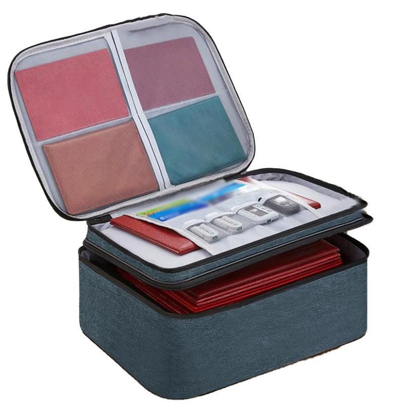 Large Capacity Document Ticket Storage Bag Certificate File Organize 3 Layers - Navy 3 Layers-U034