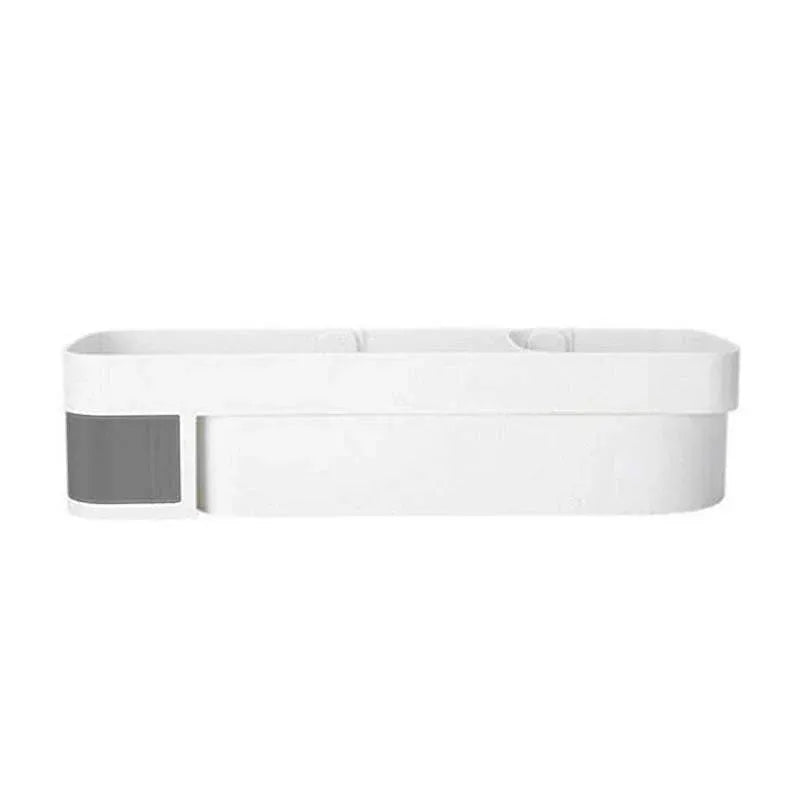Shower Caddy Corner Storage Shelf Holder Rack Organiser Bathroom Adhesive Tripod - White+Grey