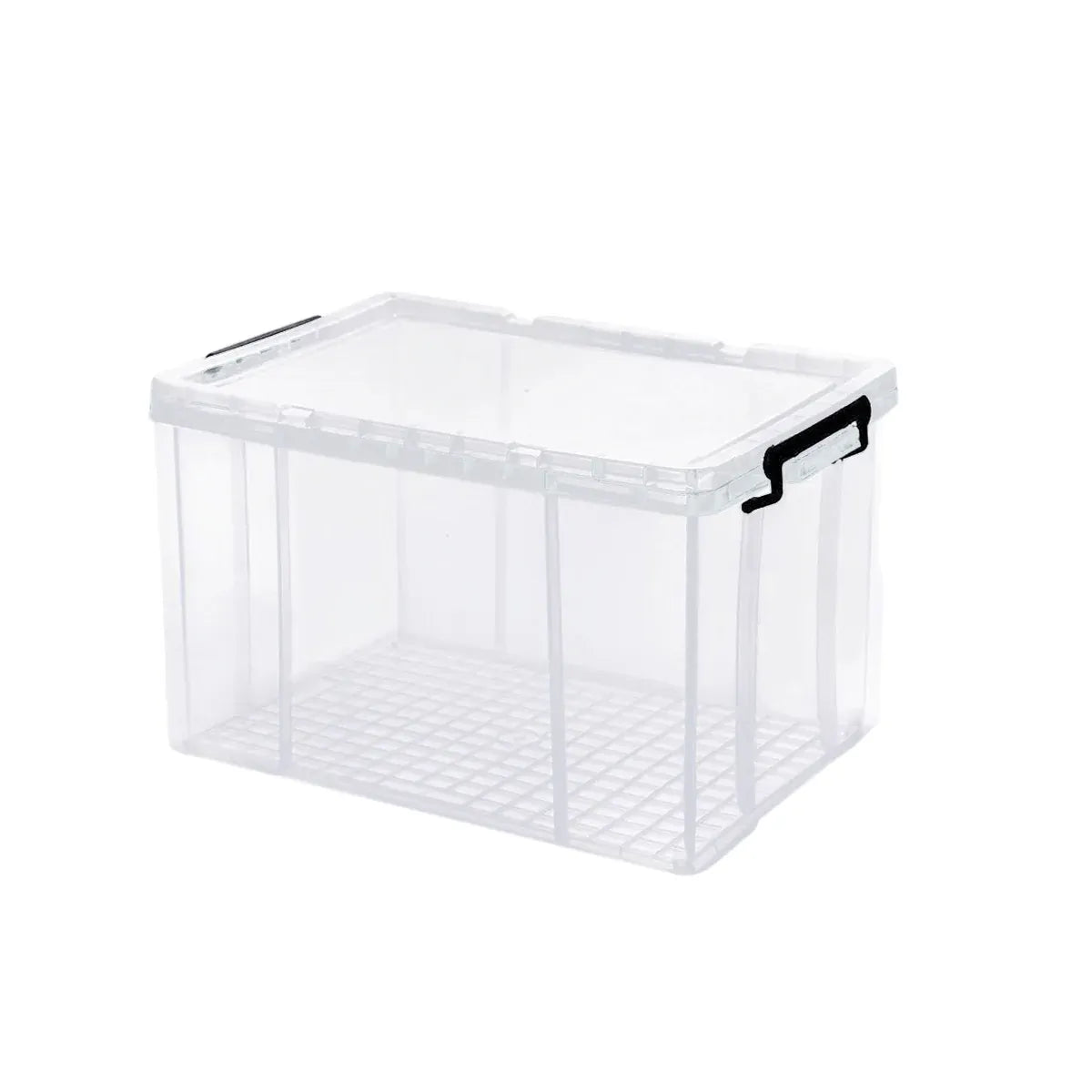 Clear Plastic Storage Box Stackable Large Capacity With Lid Handle Home Use - 44x30x25cm