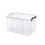 Clear Plastic Storage Box Stackable Large Capacity With Lid Handle Home Use - 44x30x25cm