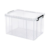 Clear Plastic Storage Box Stackable Large Capacity With Lid Handle Home Use - 61x43x35cm