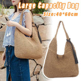 Large Capacity Fashion Woven Straw Shoulder Bag Simple Design for Everyday Use