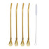 5pcs Stainless Steel Straw Spoon Removable Filter Reusable Tea Juice Stirrer - Gold