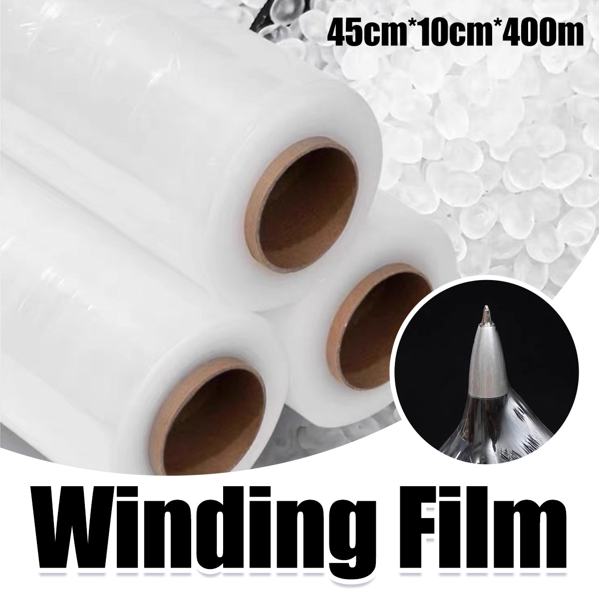 Stretch Film PE Winding Film Transparent 45CM Wide Logistics Wrapping Film