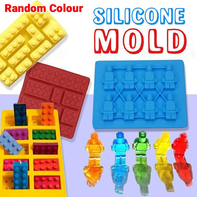Brick Figure Man Silicone Mold Chocolate Block Cake Mould Ice Cube Tray - Large Rectangular(Random colour)
