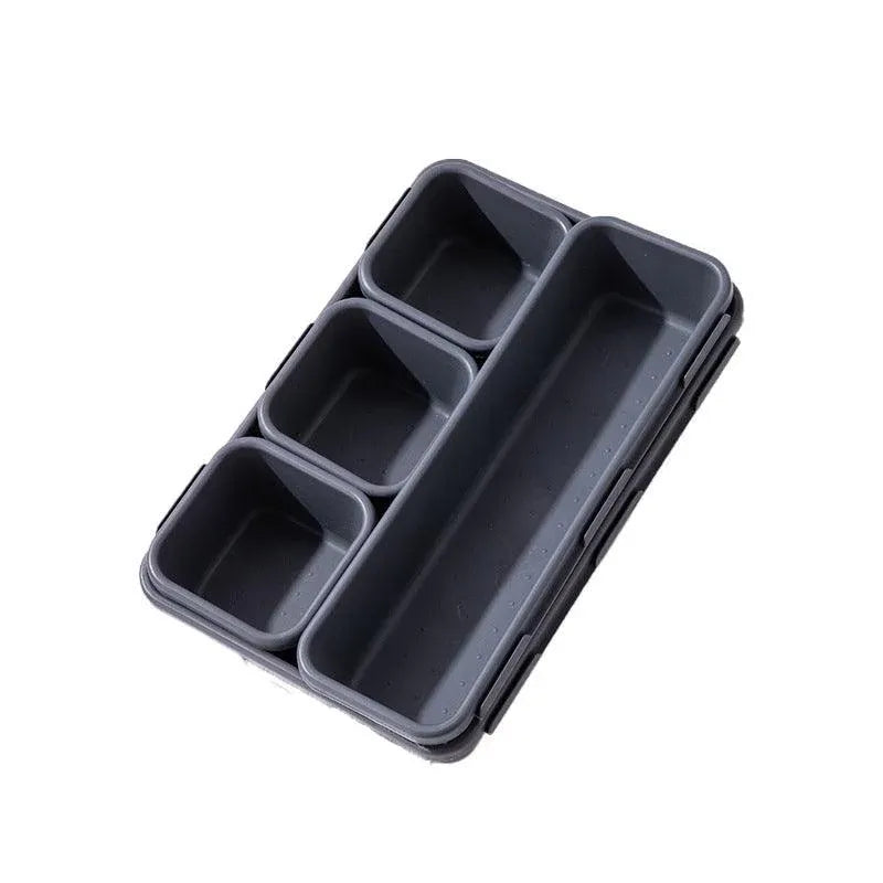 8Pcs/Set Drawer Desk Draw Cutlery Storage Tray Office/Home Kitchen Organizer Box - Dark Grey