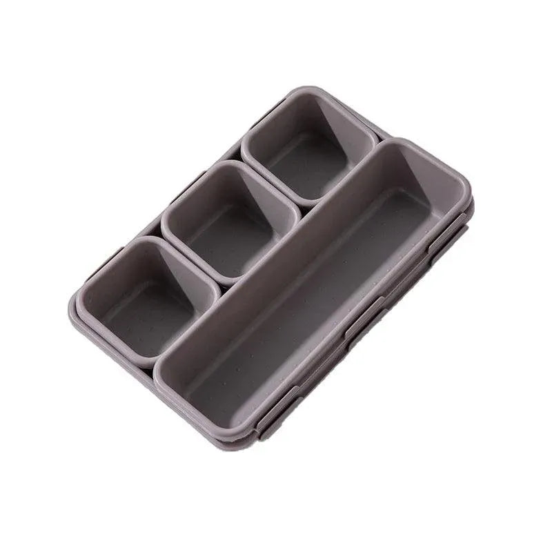 8Pcs/Set Drawer Desk Draw Cutlery Storage Tray Office/Home Kitchen Organizer Box - Light Grey
