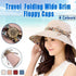 Wide Brim Sun Hat for Women Foldable Floppy Beach Cap with Bow Travel Style - Grey
