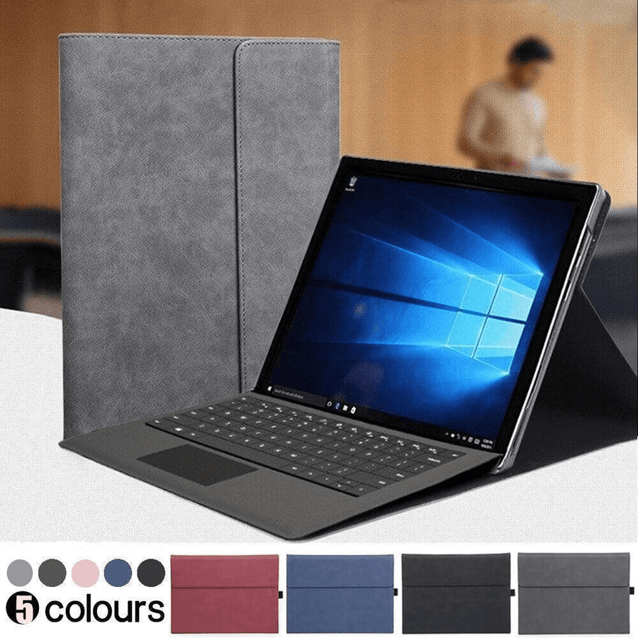Premium Leather Case Cover Protector For Microsoft Surface Pro 8 - Black
