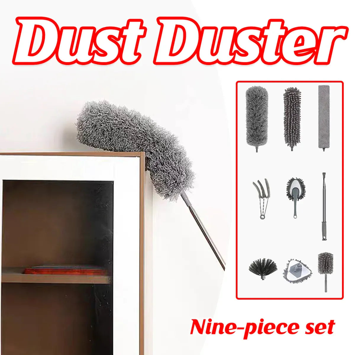 9pcs Dusters for Cleaning High Ceiling Fan Microfiber Duster with Extension