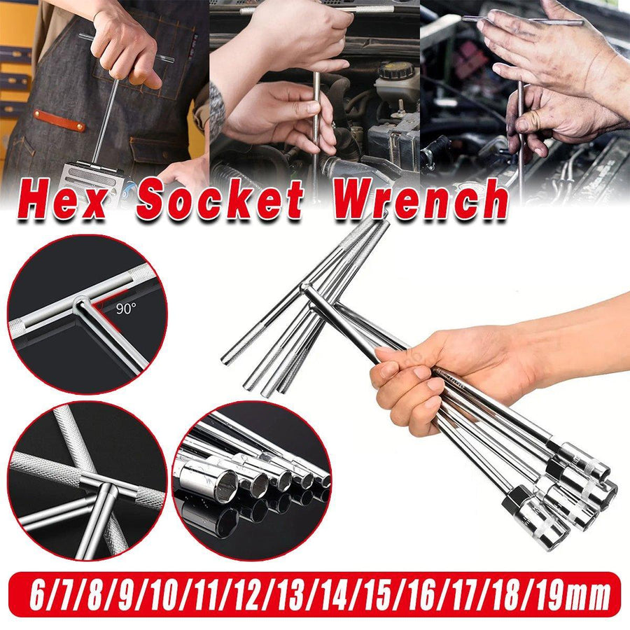 6-19mm Steel T Shaped Hex Wrench Hand Tool Spanner Socket Adapter Repair - 13mm