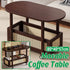 Movable Coffee Table with Wheels Side Table Storage Shelf Living Room