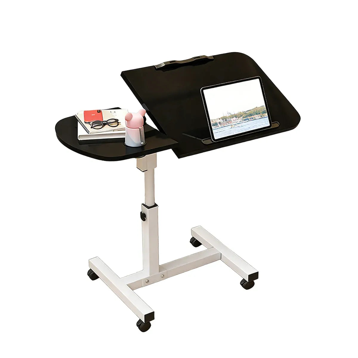 Portable Adjustable Height Laptop Desk Stand Mobile Table For Bed Sofa Office - Black