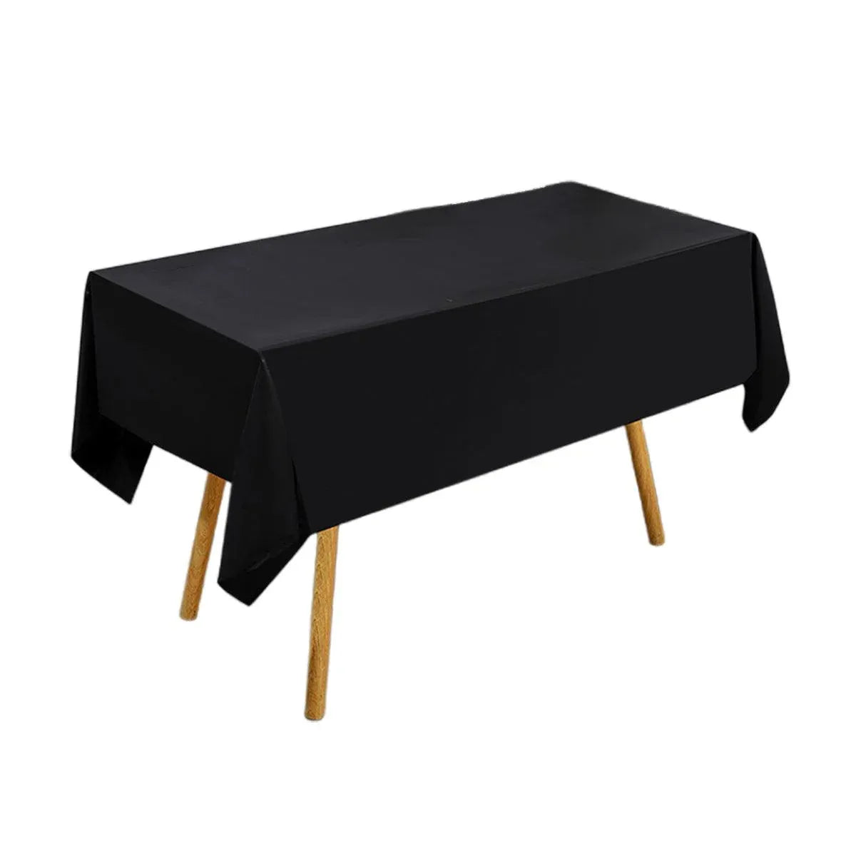 10pcs PEVA Rectangle Tablecloths Solid Colour Waterproof Party Table Covers - Black