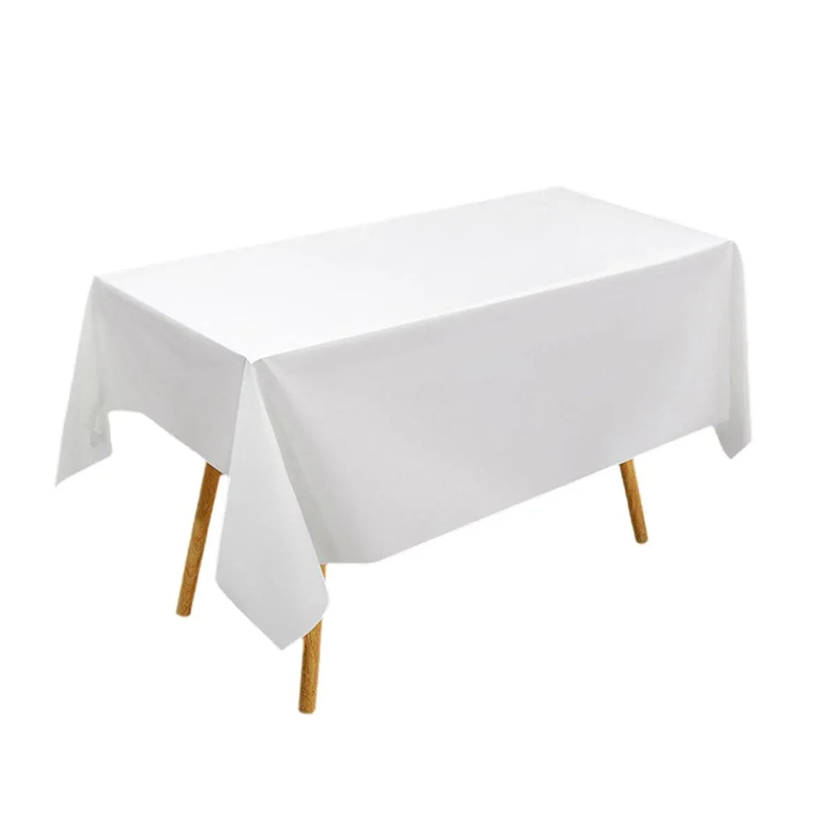 10pcs PEVA Rectangle Tablecloths Solid Colour Waterproof Party Table Covers - White