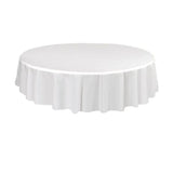 10pcs Round Tablecloth Solid Color Waterproof PEVA Table Cover 213cm Diameter - White