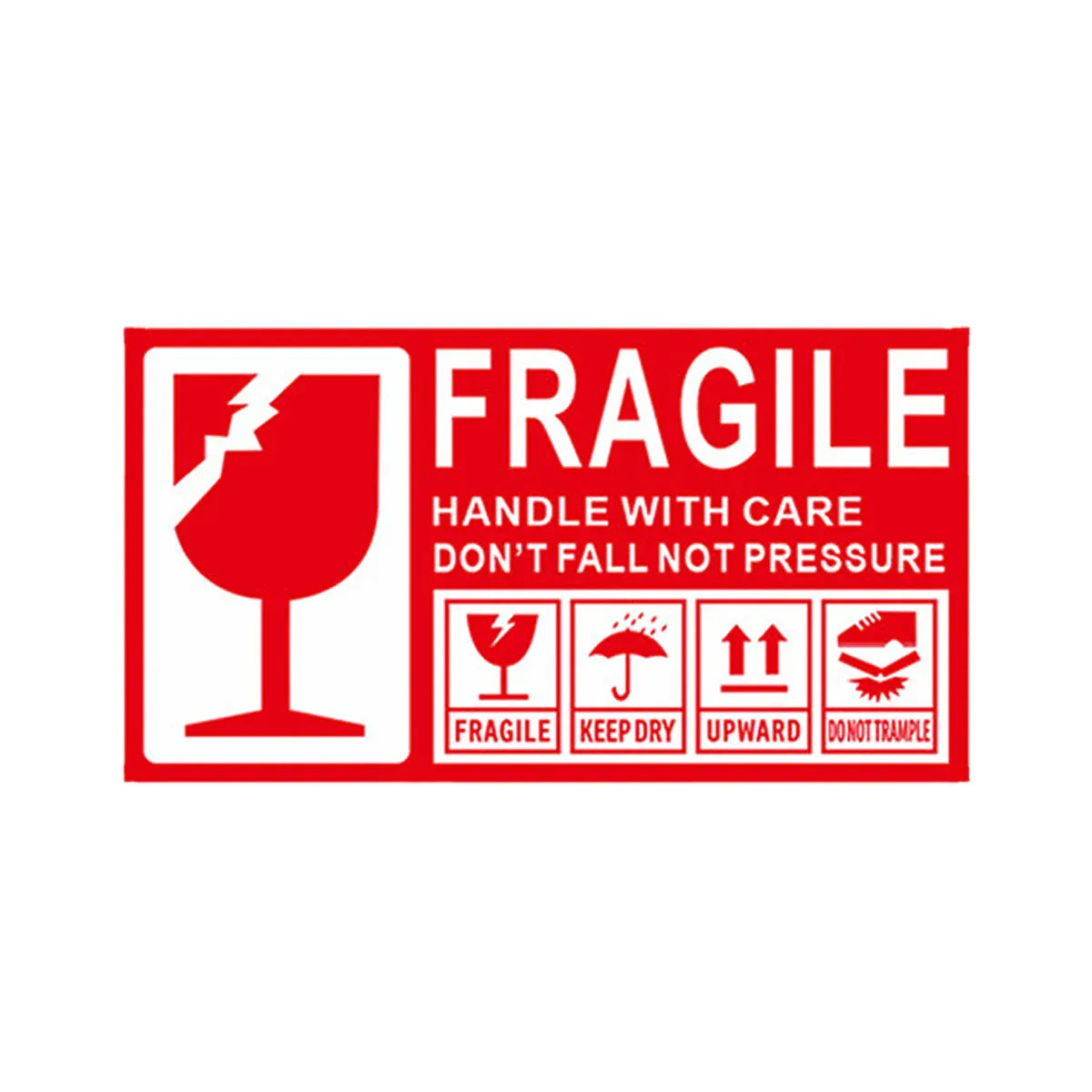 Fragile Warning Self Adhesive Sticker For Express Shipping Courier Alert Use - 9×5cm