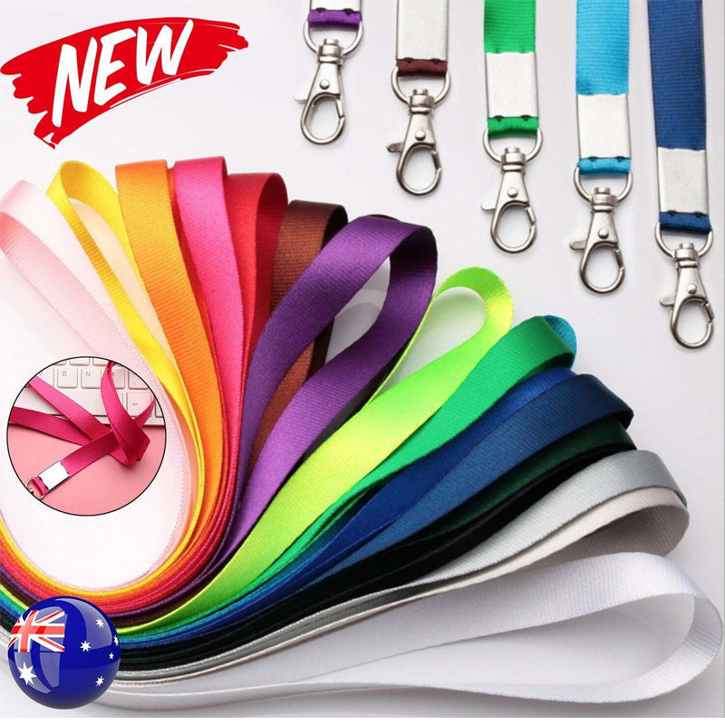 Neck Strap with Clip for ID Badge Name Tag Card Holder Lanyard - White