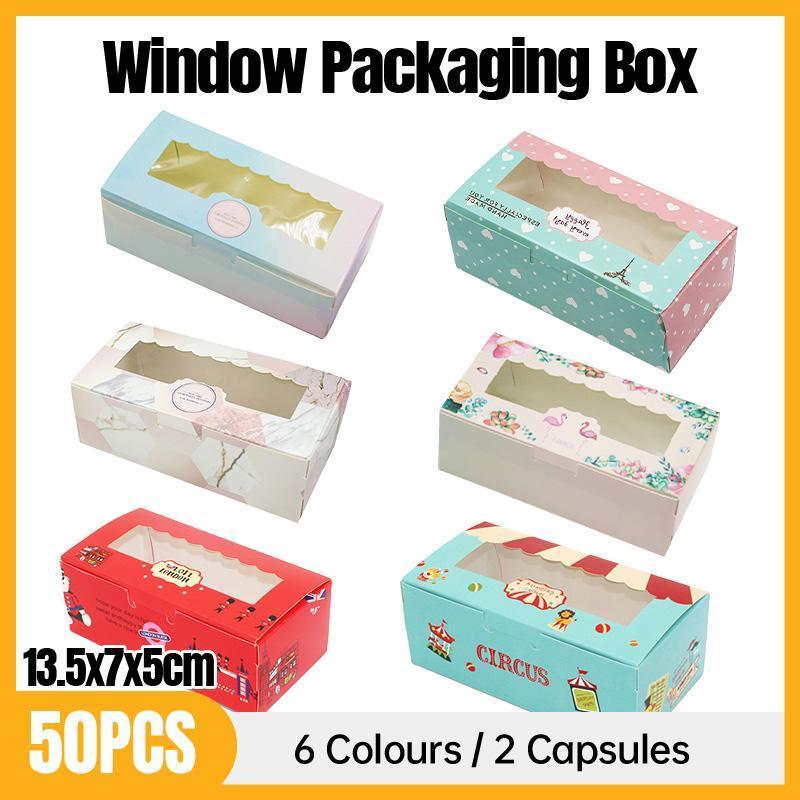 50PCS Set of 2 Premium Cake Packaging Boxes Clear Window Food Grade Cardboard - England-50pcs