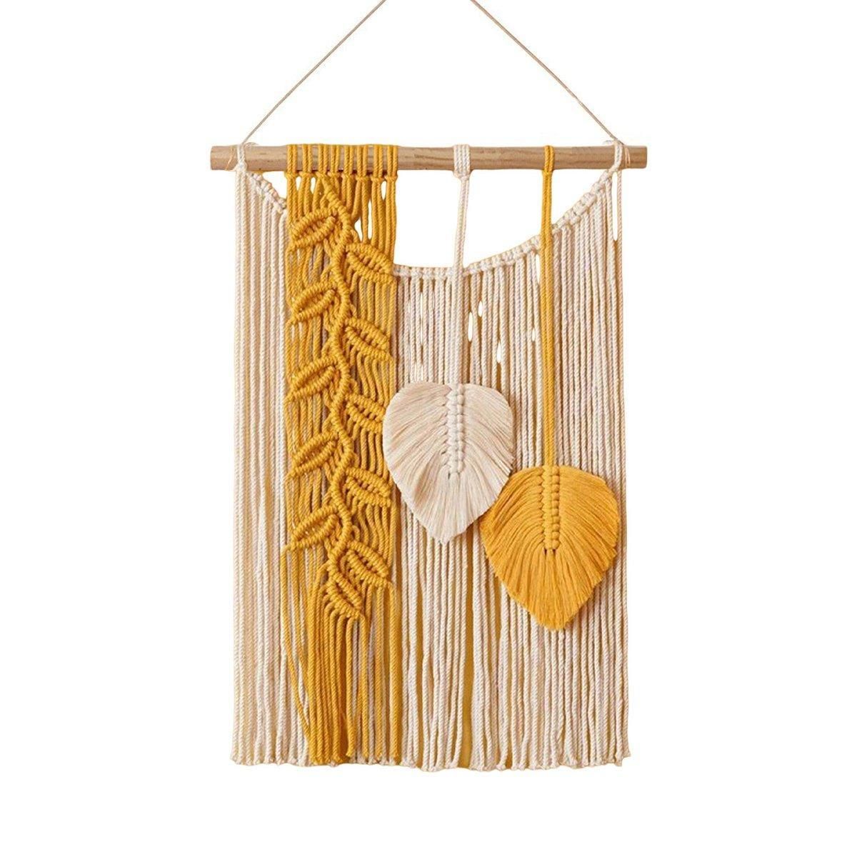 Home Decor Tapestry Woven Wall Hanging for Living Room Bedroom Wall Decoration - Yellow