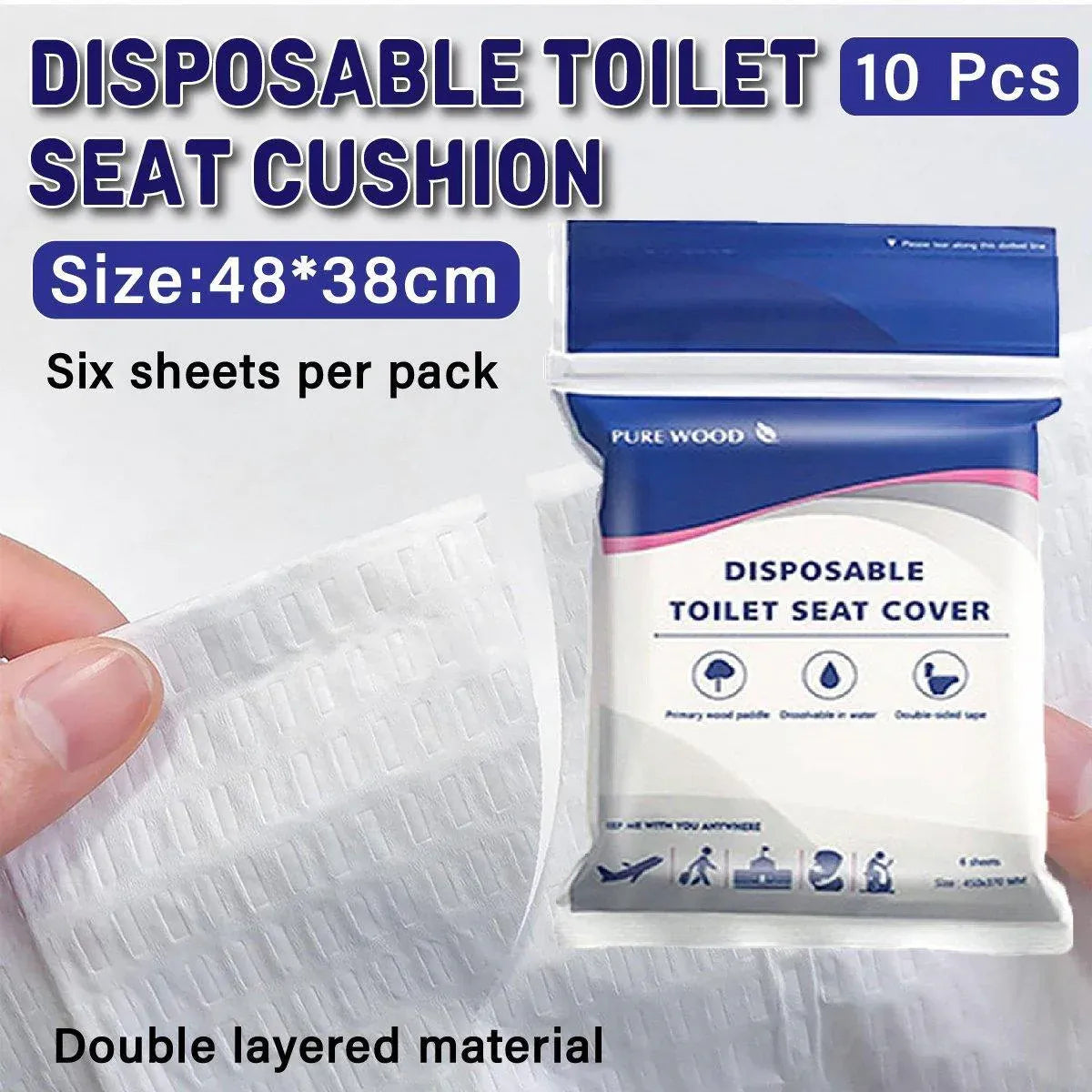 10PCS Disposable Water Soluble Toilet Seat Cover Travel Hygiene Paper Mat