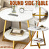 Round Side Table 2 Tier White Nightstand Coffee Sofa End Table Marble Design