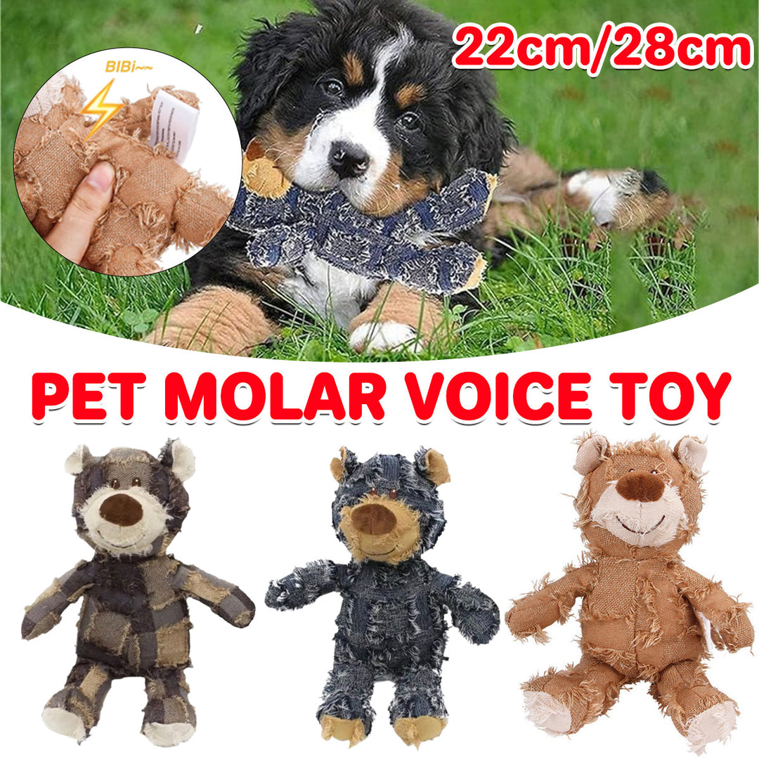 Puppy Squeaky Plush Toy Small Dog Chew Soft Bear Pet Companion - Brown-28cm