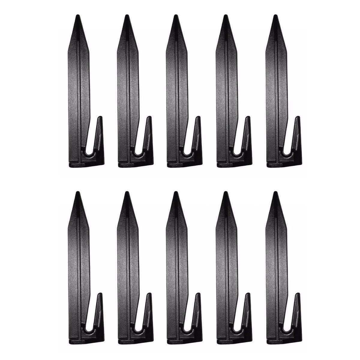 10pcs Ground Peg Lawn Mower Boundary Fixing Stakes Heavy Duty Garden Nails - Black