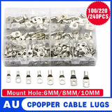 240Pcs 4WD Cable Lug Ring Battery Copper Tube Connector Kits Terminal Crimper - 240X SC4-SC25 Cable Lug Kits+Heat Shrink Tube