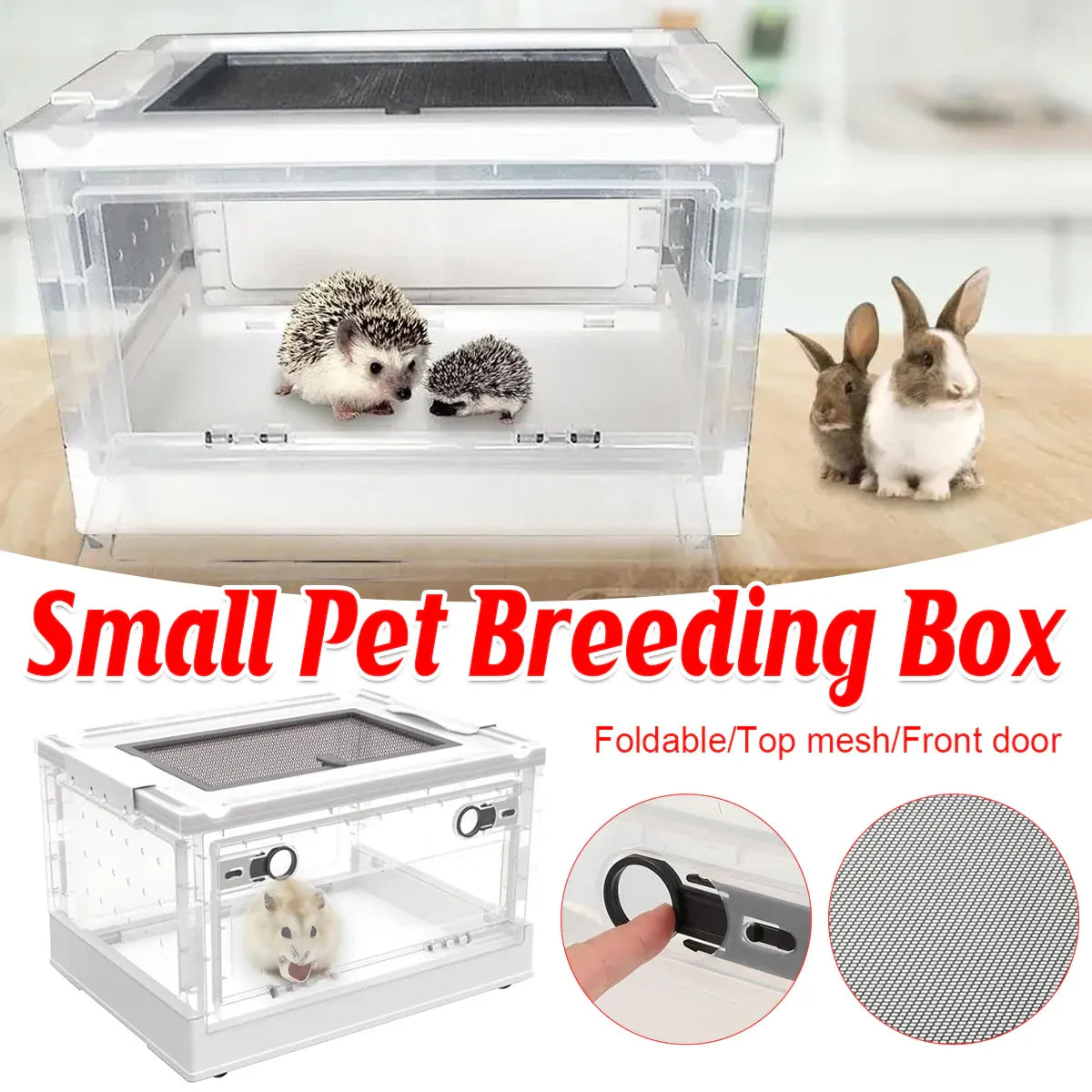 Foldable Hamster Breeding Box Transparent Small Pet Viewing House Indoor Habitat