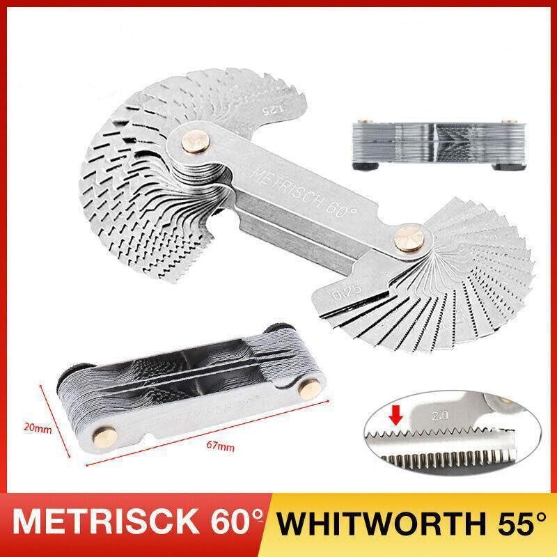 52 Blades Screw Gauge Thread Pitch Gage 60�� Metric 55�� Whit Worth Lock Up Device
