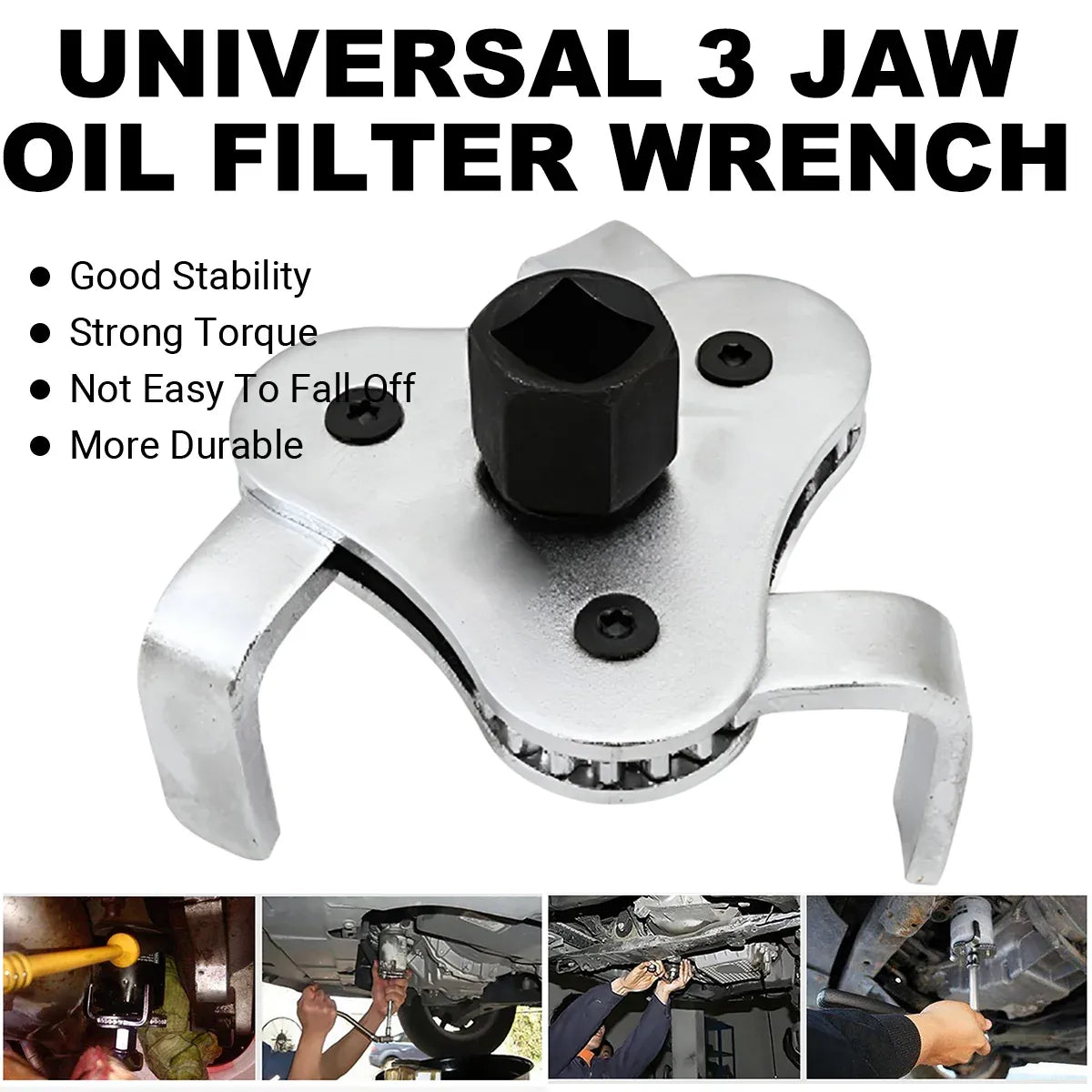 Universal 3 Jaw Oil Filter Wrench Tool for Car Truck Motor Engine Maintenance