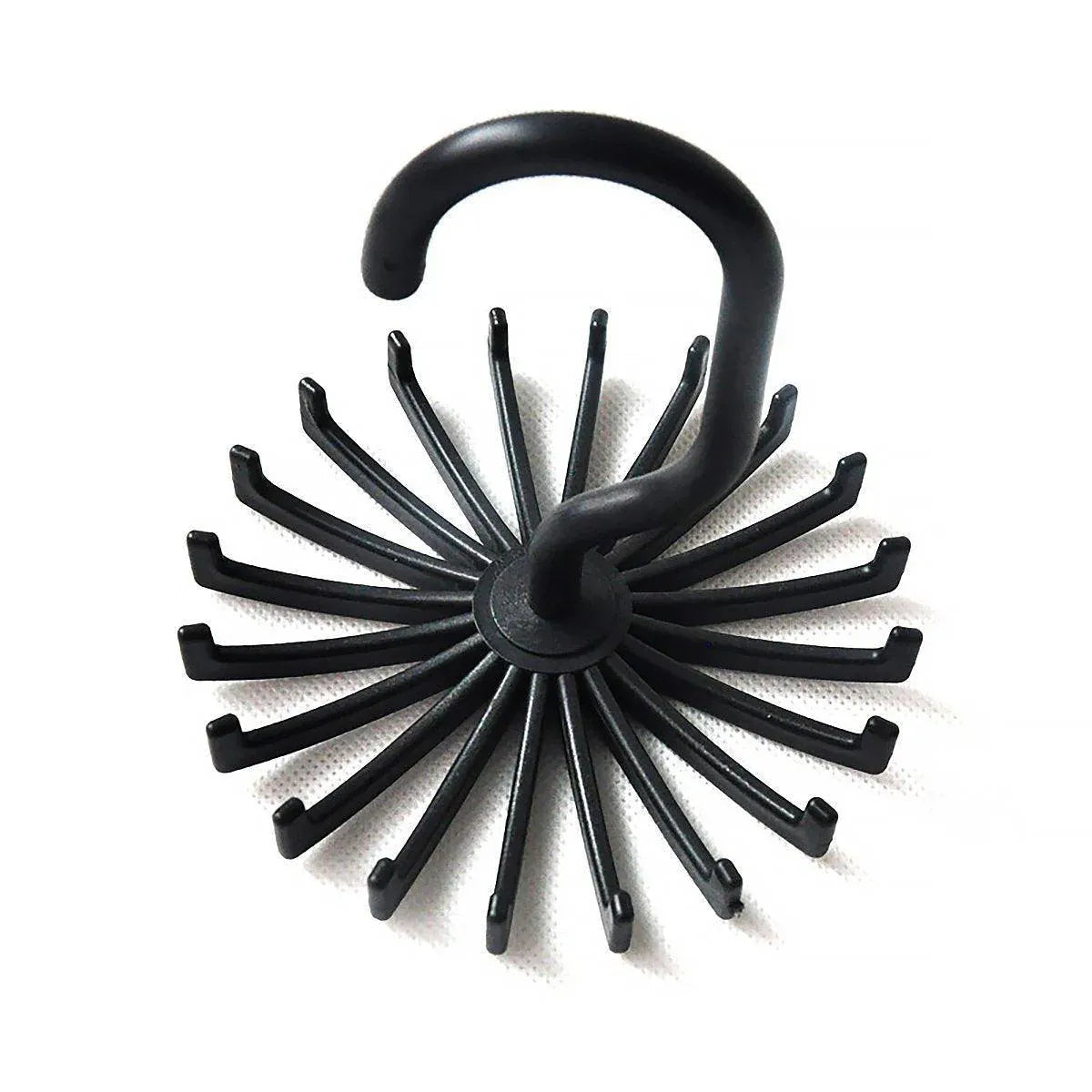 Plastic Mini 360 Degree Rotating Tie Hanger Closet Organizer Space Saving Tool - Black