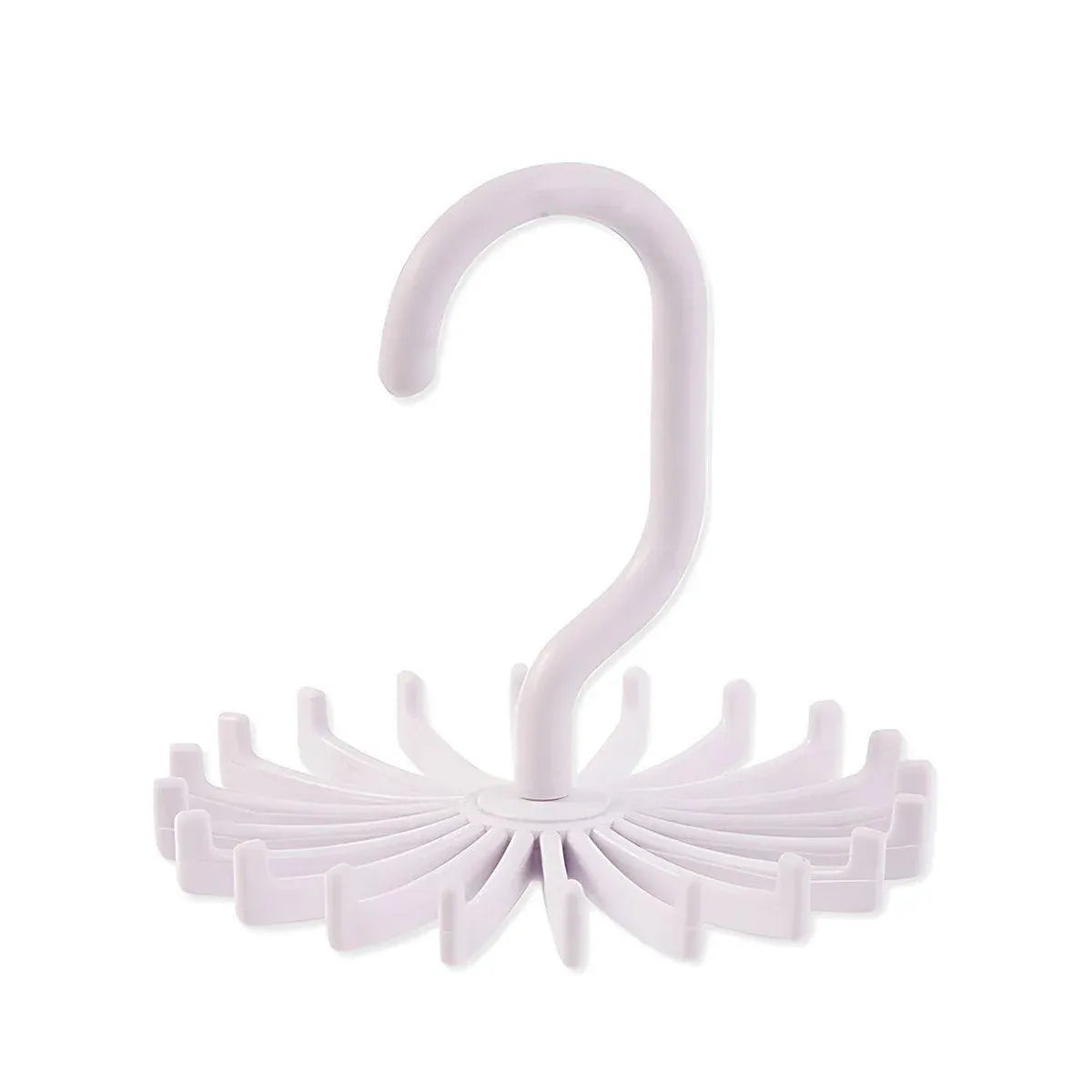 Plastic Mini 360 Degree Rotating Tie Hanger Closet Organizer Space Saving Tool - White