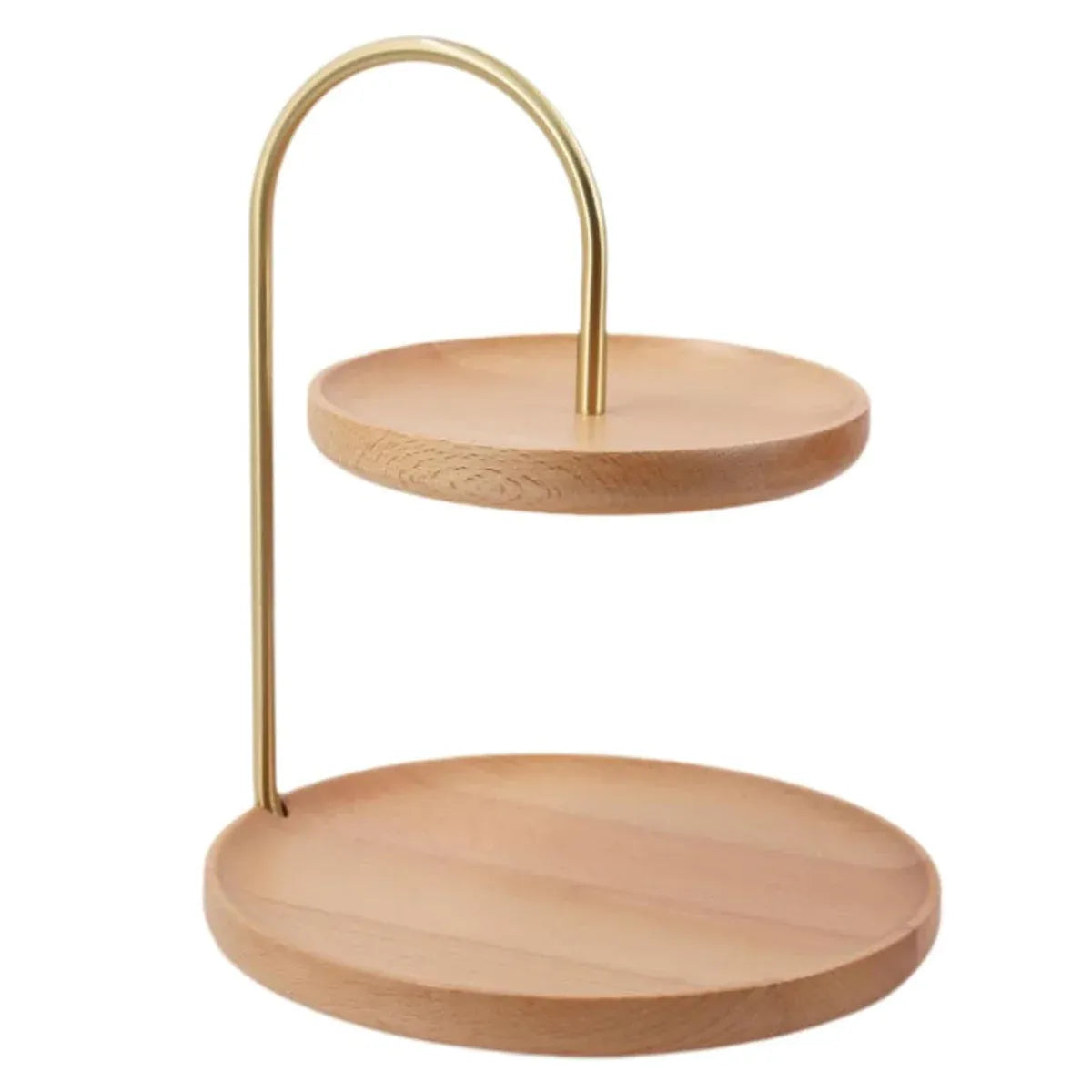 Two Layer Wooden Candy Tray Dessert Display Plate Stand Kitchen Storage Organizer - Light Brown