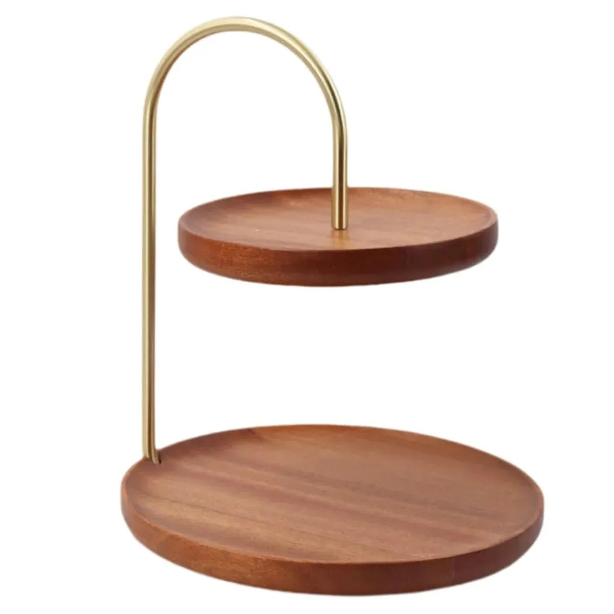 Two Layer Wooden Candy Tray Dessert Display Plate Stand Kitchen Storage Organizer - Dark Brown