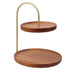 Two Layer Wooden Candy Tray Dessert Display Plate Stand Kitchen Storage Organizer - Dark Brown
