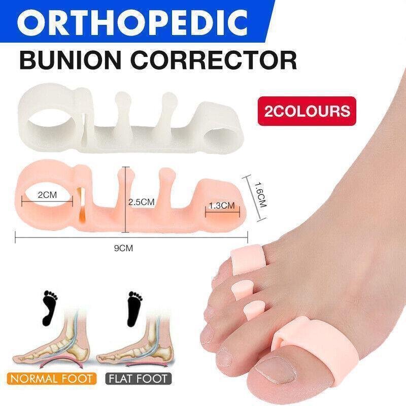 White Bunion Corrector Toe Separators Silicone Gel Elastic Straighteners Spacers - 1 Pair
