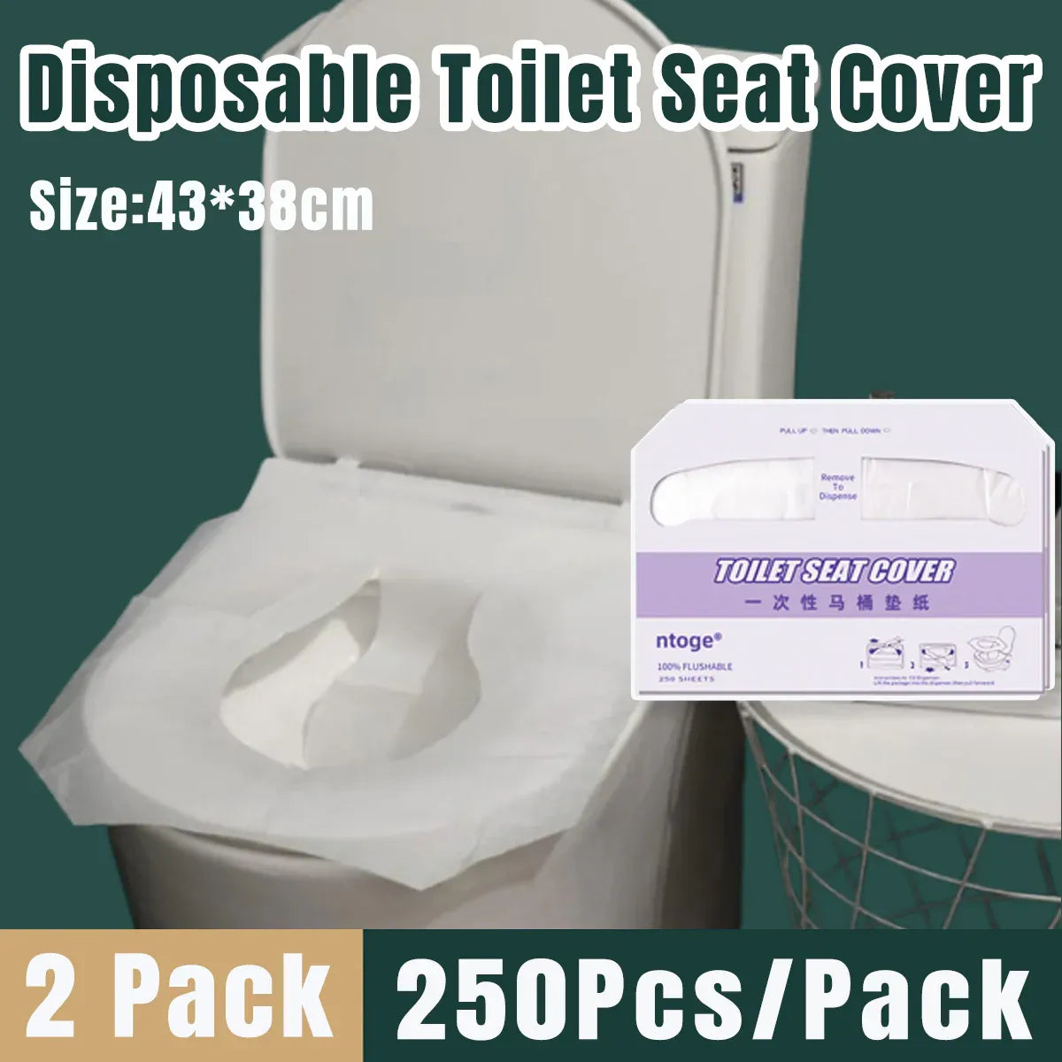 2PCS Travel Disposable Toilet Seat Covers Soluble Paper For Hotel Household Use
