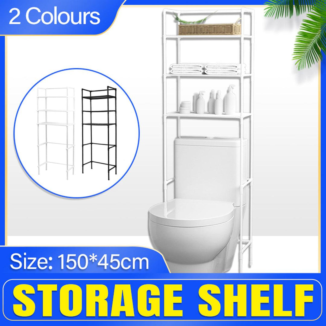 Bathroom Rack Over Toilet Washing Machine Shelf Storage Organizer Stand Unit - Black