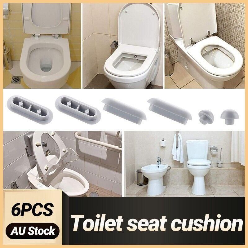 6Pcs Grey Toilet Seat Bumpers Cushions Soft Stop Pads for Noise Reduction and Stability