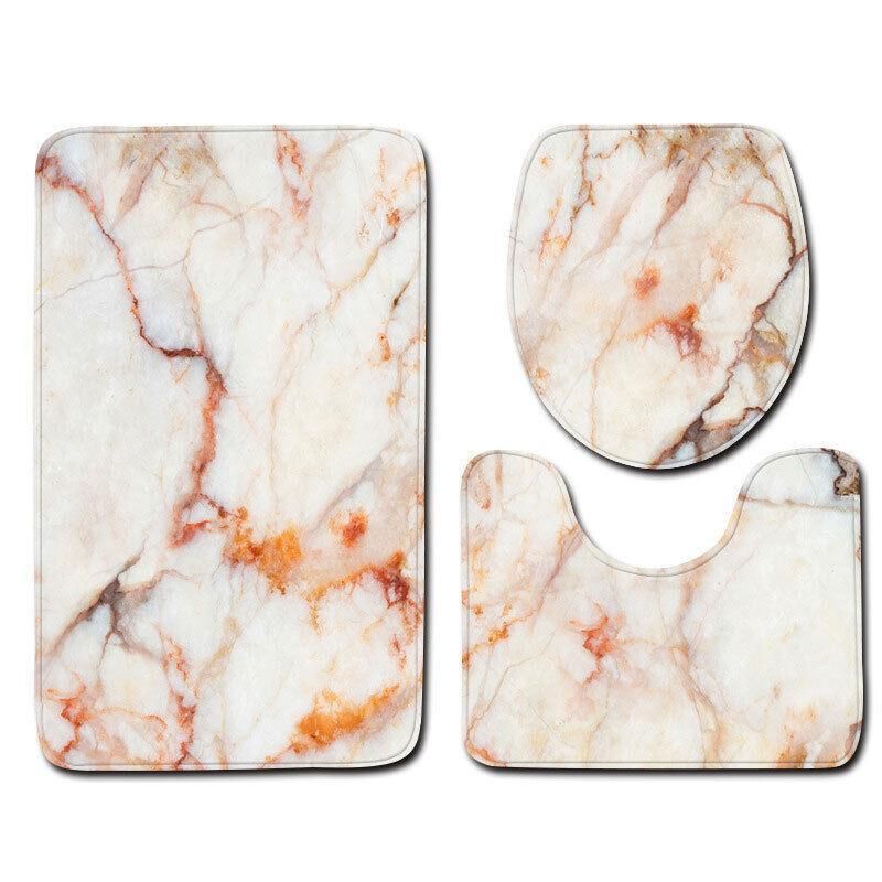 Washable Anti Slip Bathroom Mat Toilet Seat Lid Cover Pedestal Rug Bath Carpet - Set B