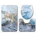 Washable Anti Slip Bathroom Mat Toilet Seat Lid Cover Pedestal Rug Bath Carpet - Set C