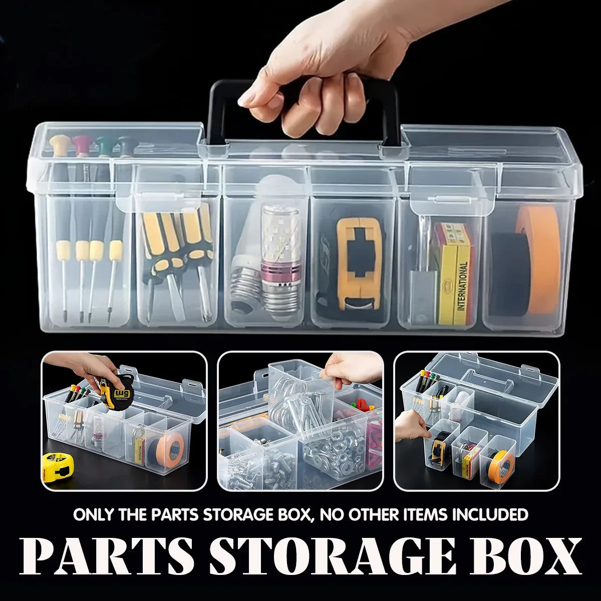 Small Parts Screw Storage Box Transparent Organizer Portable Hardware Toolbox