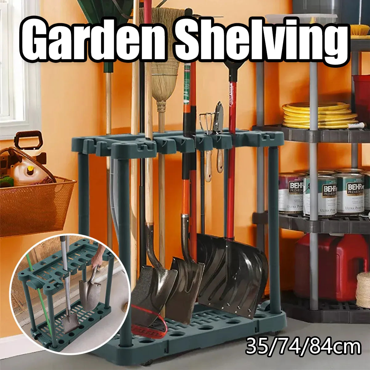 Tool Storage Rack Garden Shed Garage Organizer Handle Holder Wall Mount for Farm