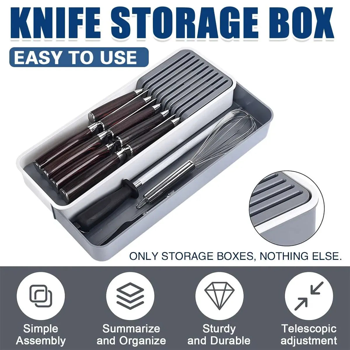 Drawer Dividers Kitchen Knife Organizer Storage Rack Holder Tray Utensil Insert