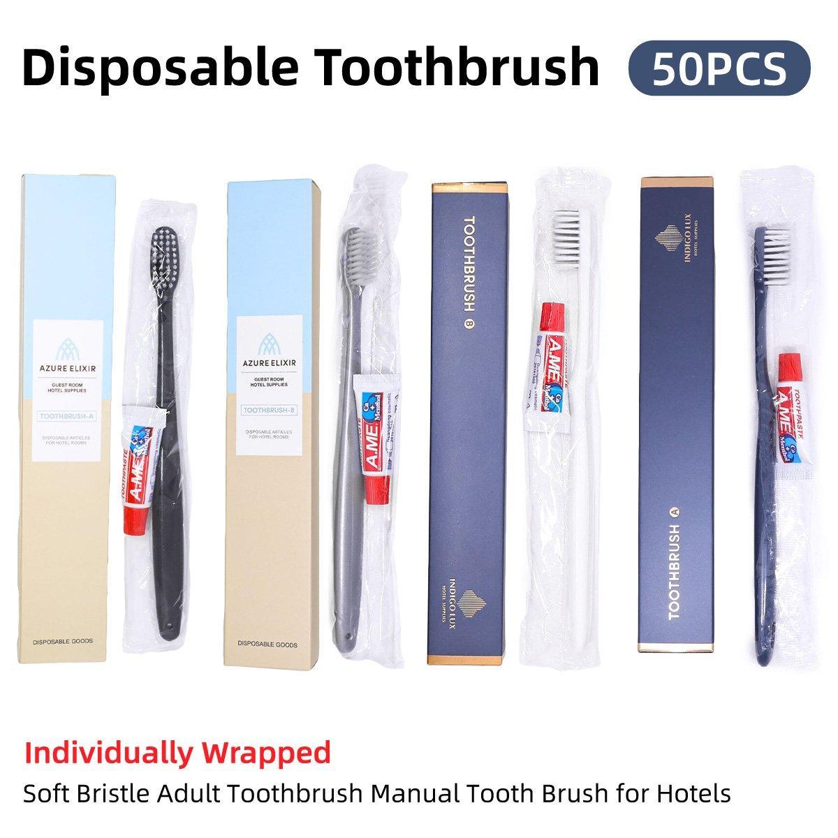 Star Hotel Toiletries Toothbrush and Toothpaste Set for Guesthouse Travel Use - A