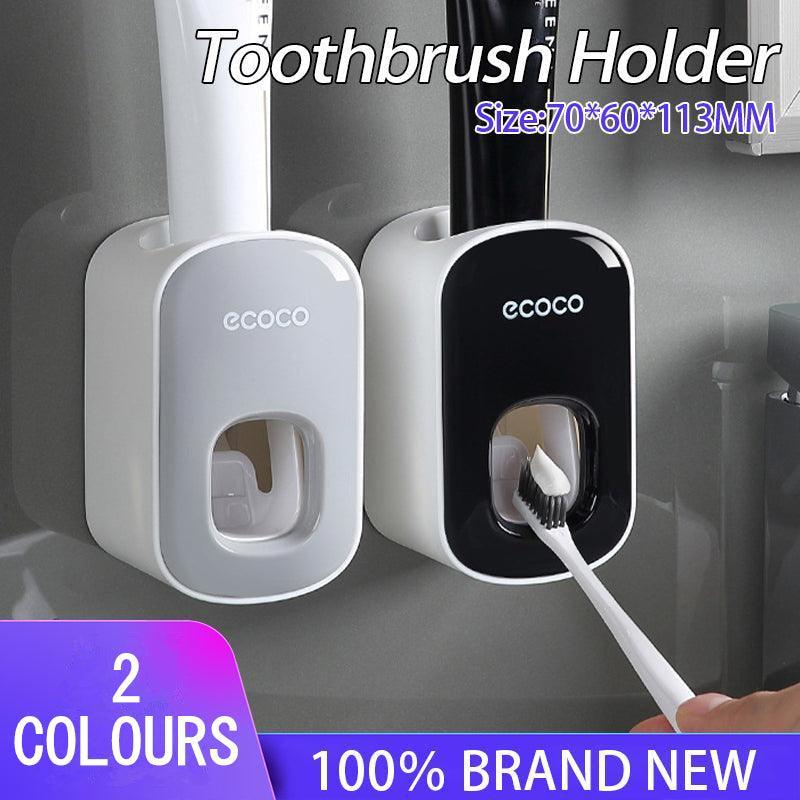 Ecoco Wall Mount Auto Ands Free Toothpaste Dispenser Automatic Toothpaste Squeez - Black